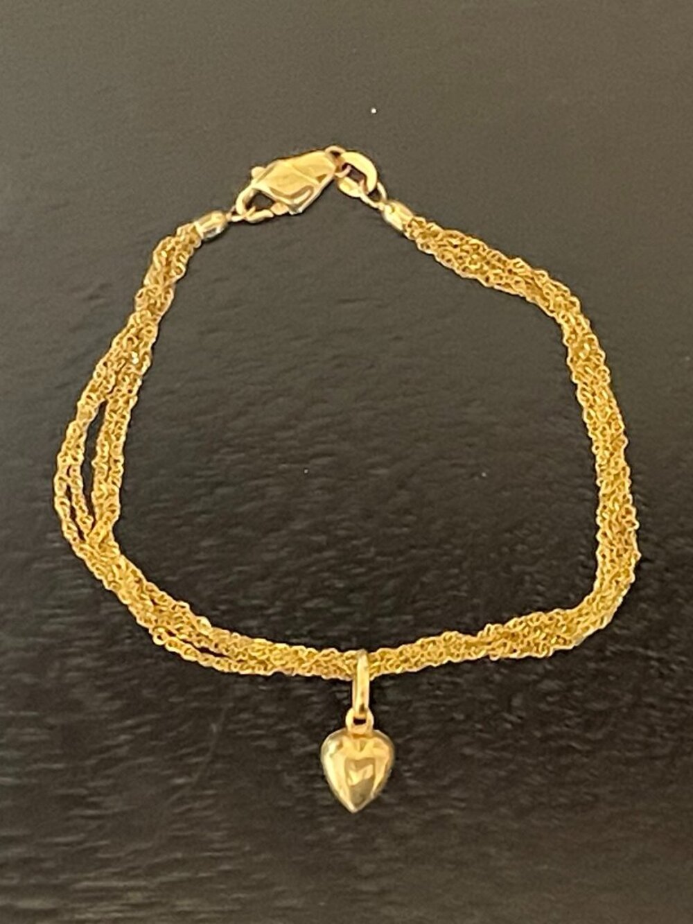 14K Gold Multi-Strand Rope Bracelet with Heart Charm (Aurafin)